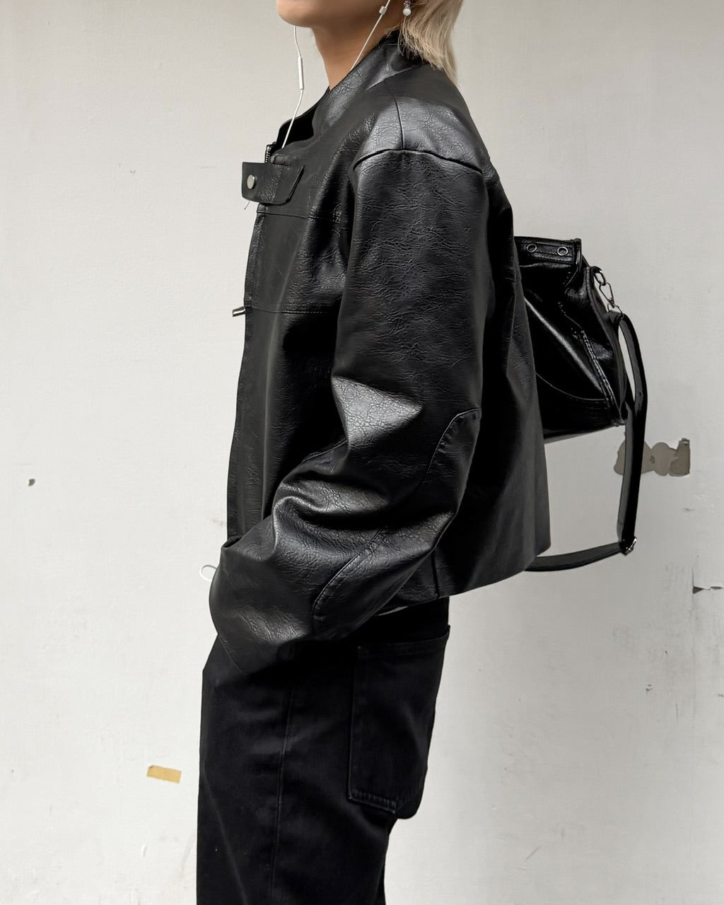 国際配送【RENOL】faux leather biker jacket