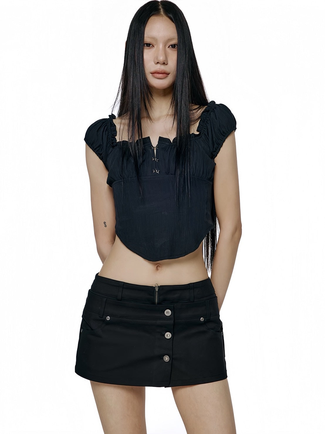 【ROCK CAKE】Curve Line Corset Blouse