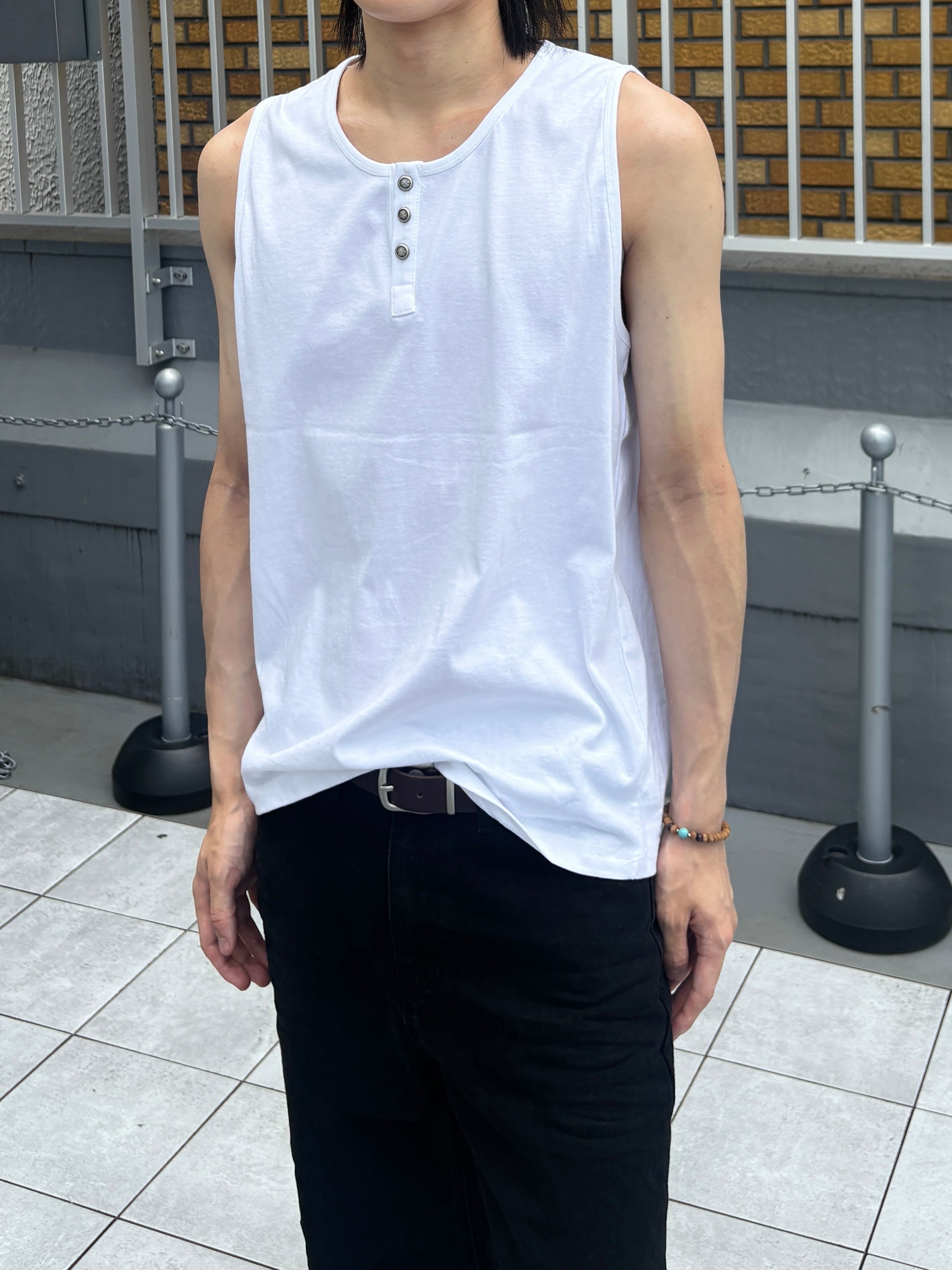 受注制【youll】Henley neck tank top (3color)