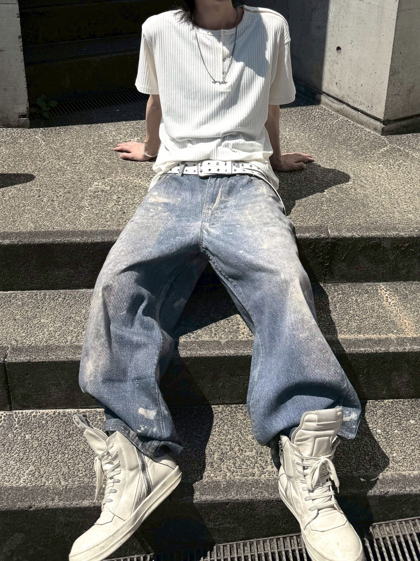 受注制【nmtc+】Shoulder Henley Eyelet Tee (3color)
