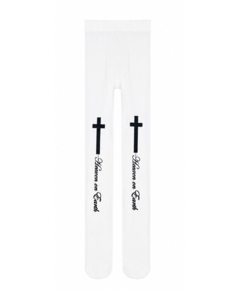 国際配送【Never mind the XU】Cross lettering tights