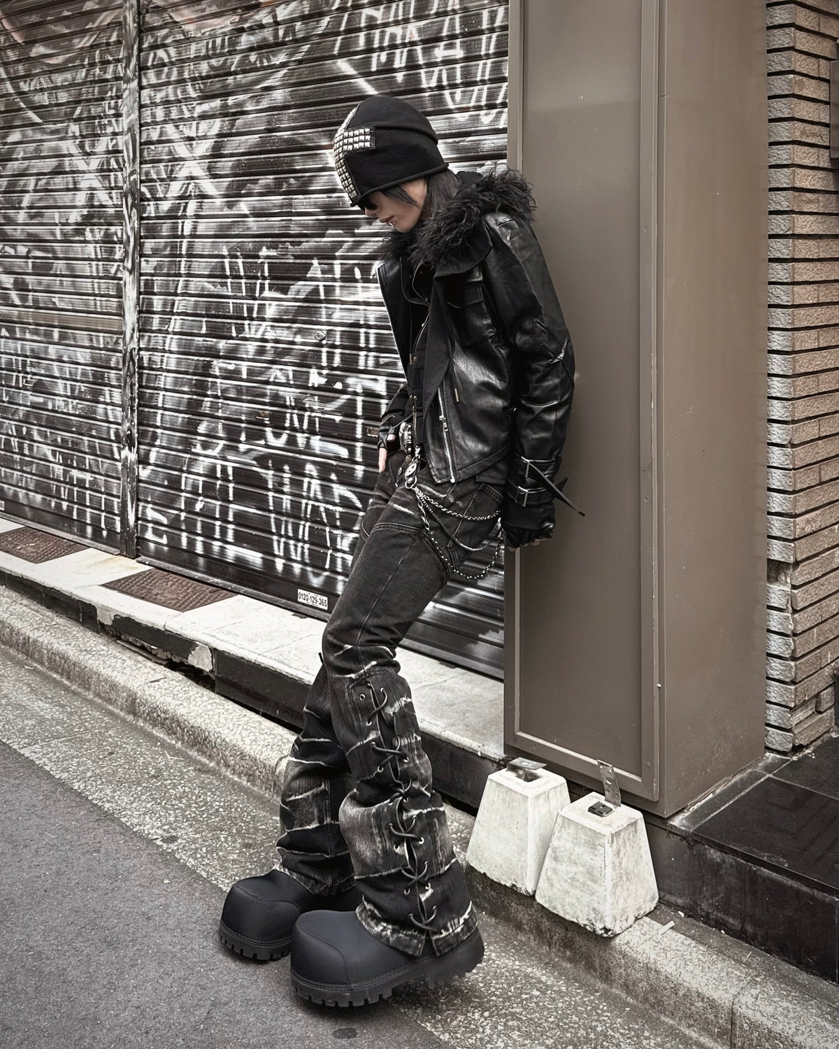 受注制【Never mind the XU】Utility Leather Rider Jacket
