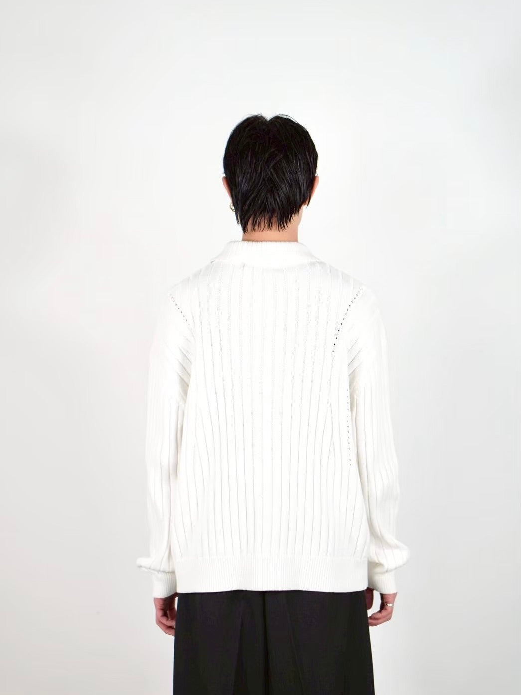 【Chikashitsu +】rivet zip up knit (2color)