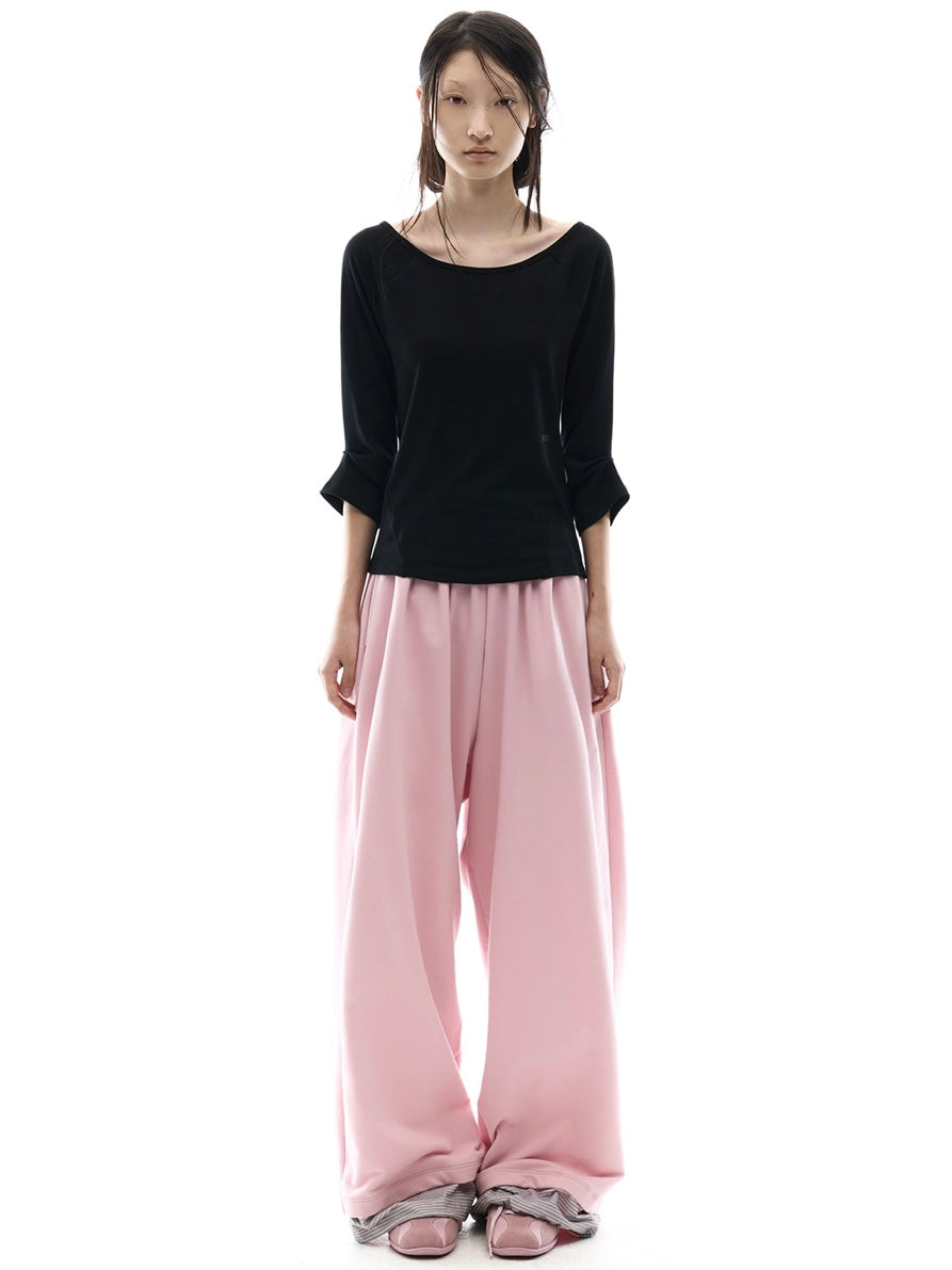 【OJOS】Hotfix Logo Wide Sweatpants