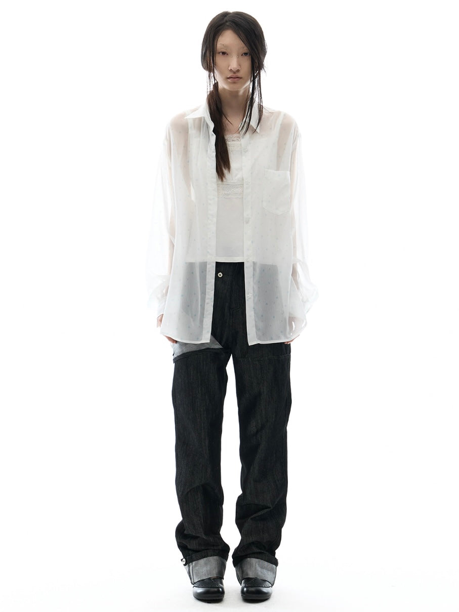 【OJOS】Graphic Sheer Shirts