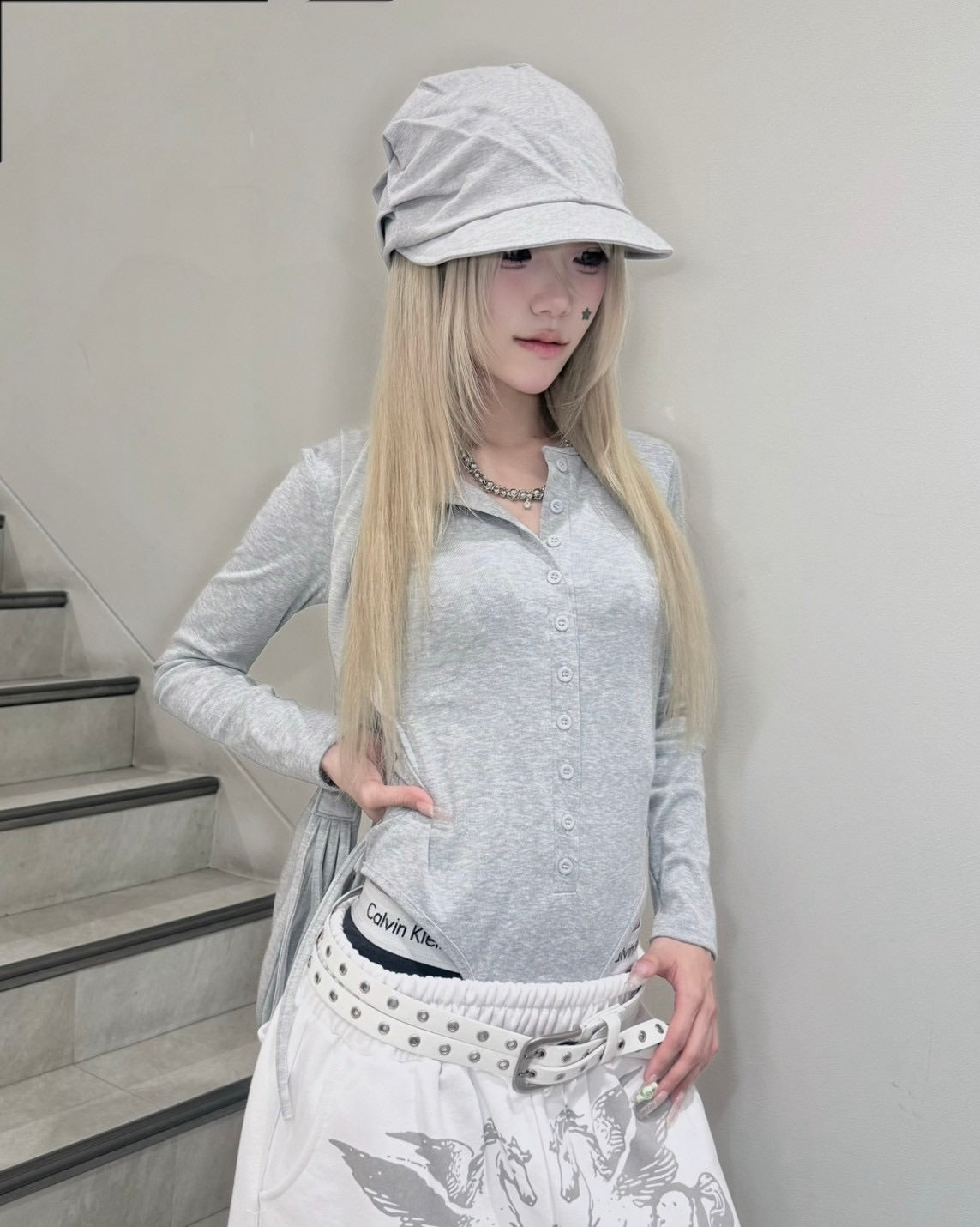 受注制【nmtc+】button slim fit body suit (2color)