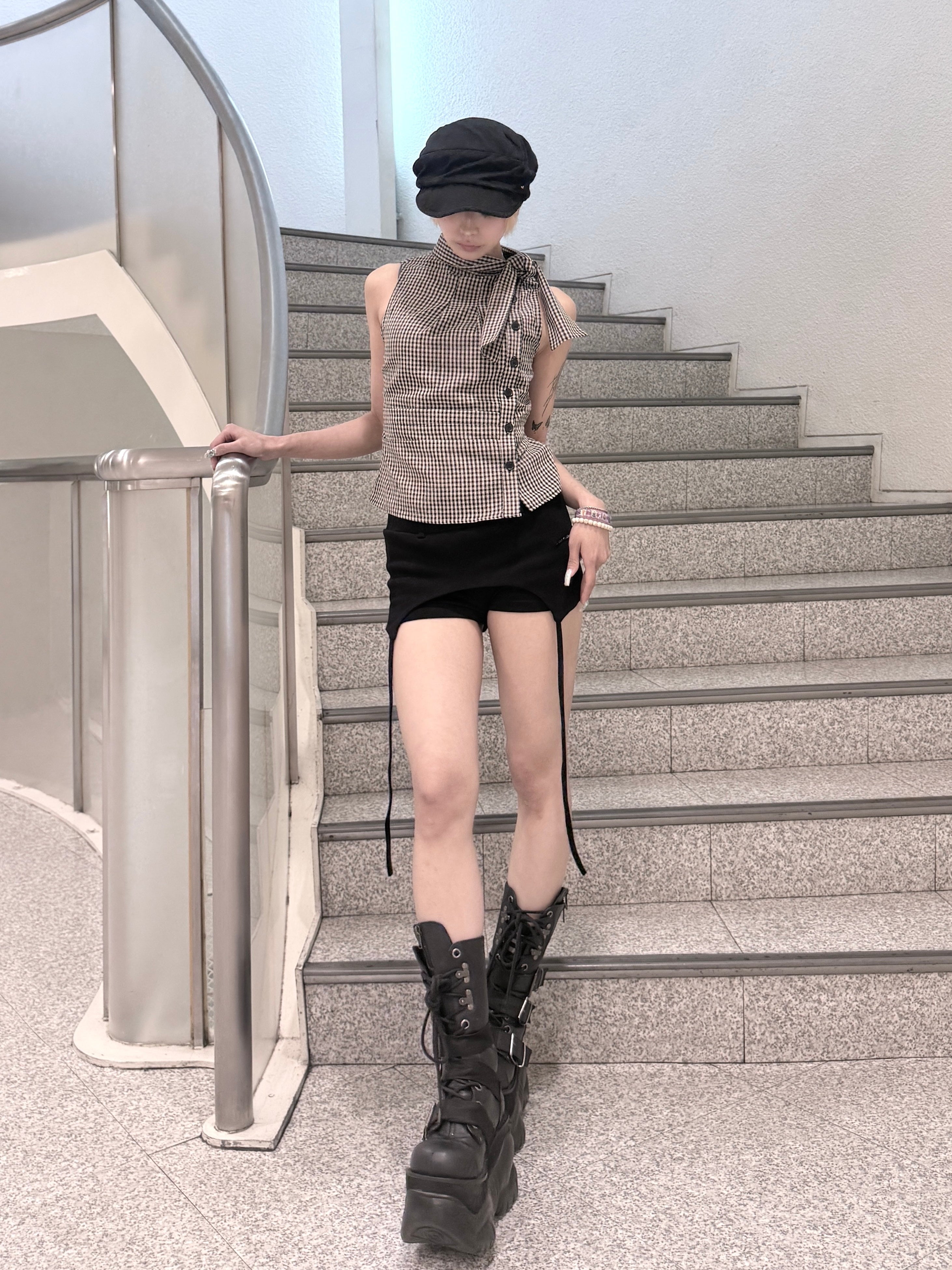 渋谷109店WEB限定受注制【nmtc+】Check Ribbon Tie Blouse