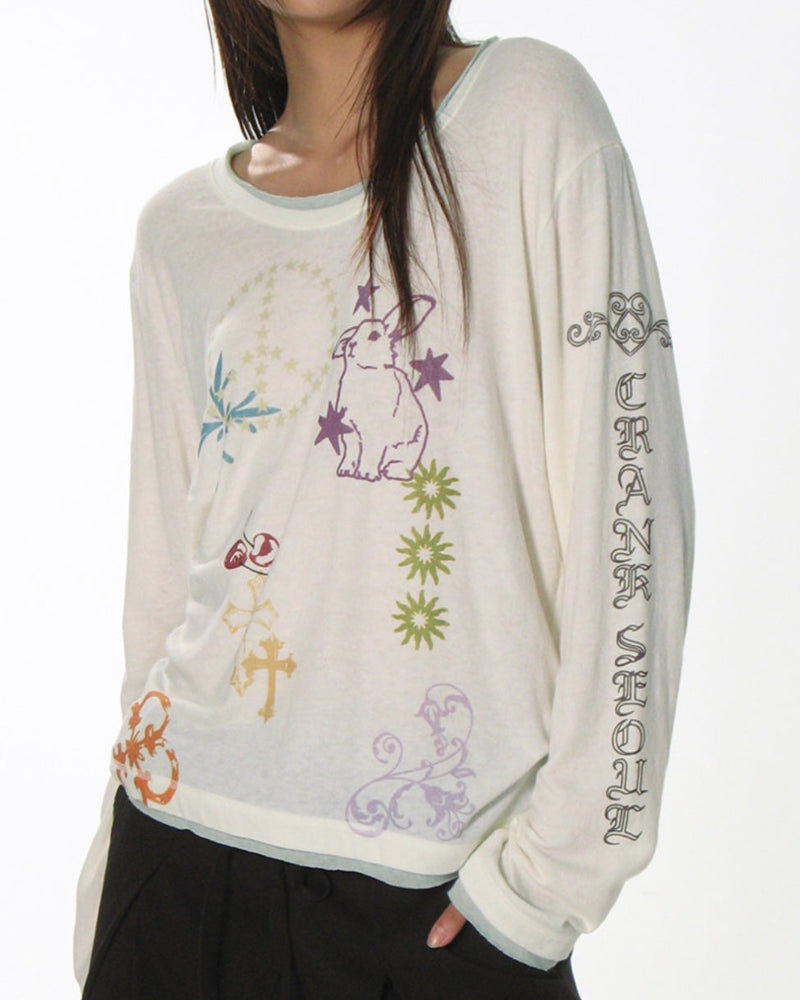 【CRANK】TATOO LAYERED TOP