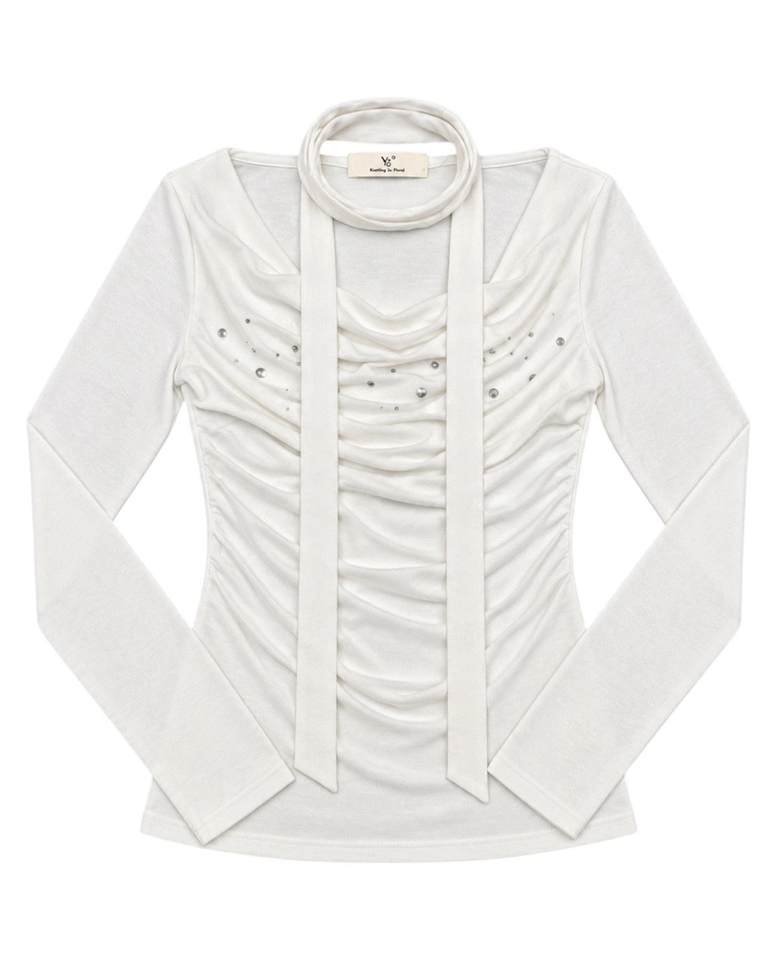受注制【Never mind the XU】Draped ruched tie set top (4color)