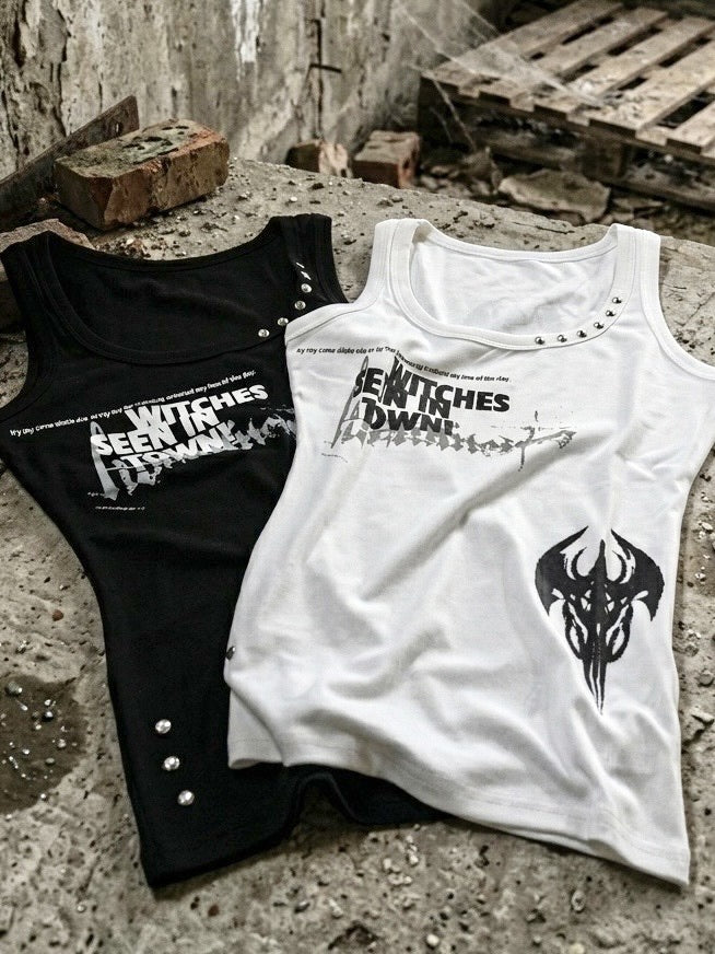 国際配送【Never mind the XU】slim fit studs sleeveless (2color)