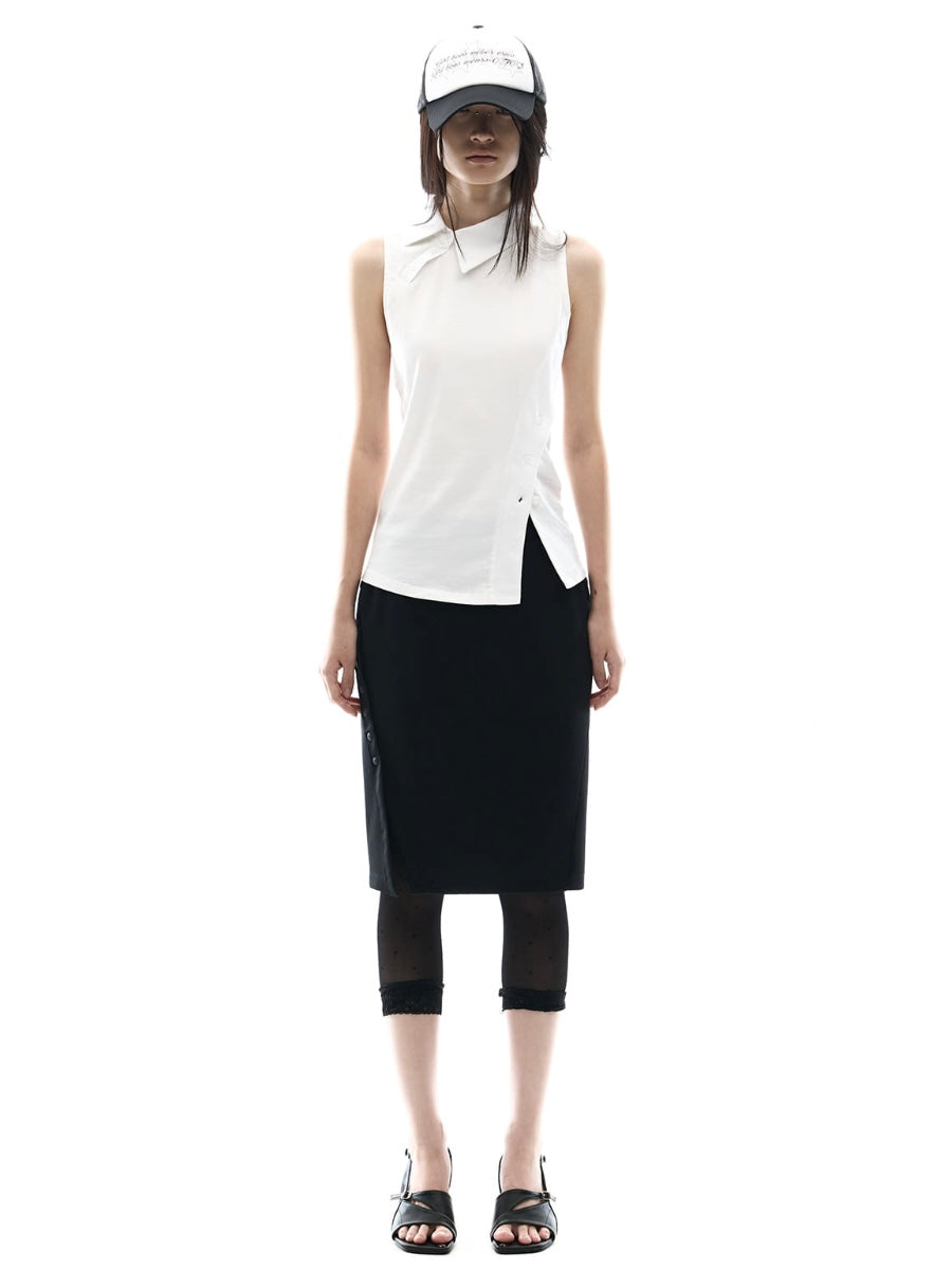 【OJOS】Curved Cut Collar Tank