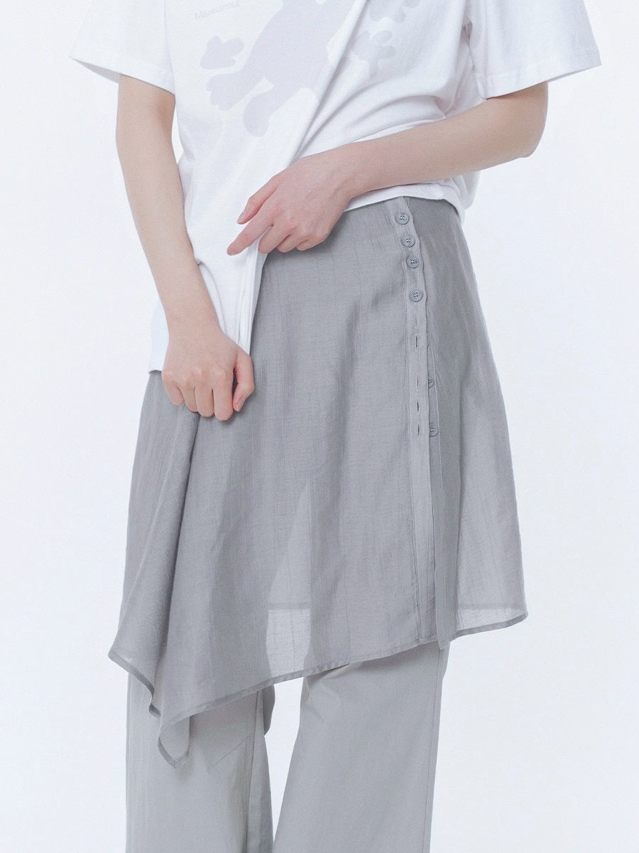 【Miseki seoul】Button layered wrap skirt