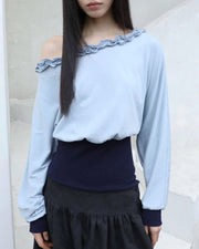 【Uglyshadow】OFF-SHOULDER RUFFLE TOP