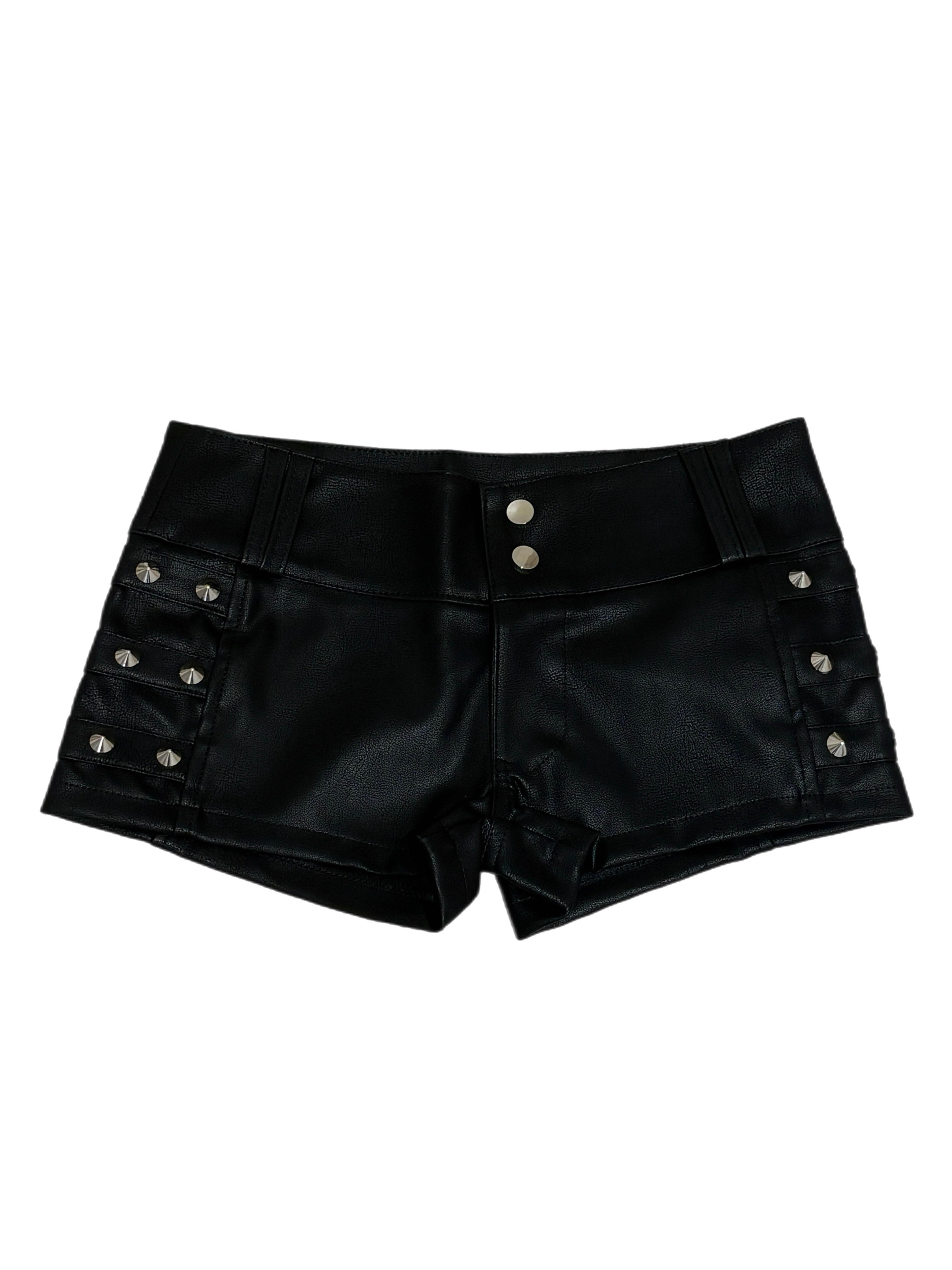 国際配送【BABY09】Studs PU Leather Micro Shorts