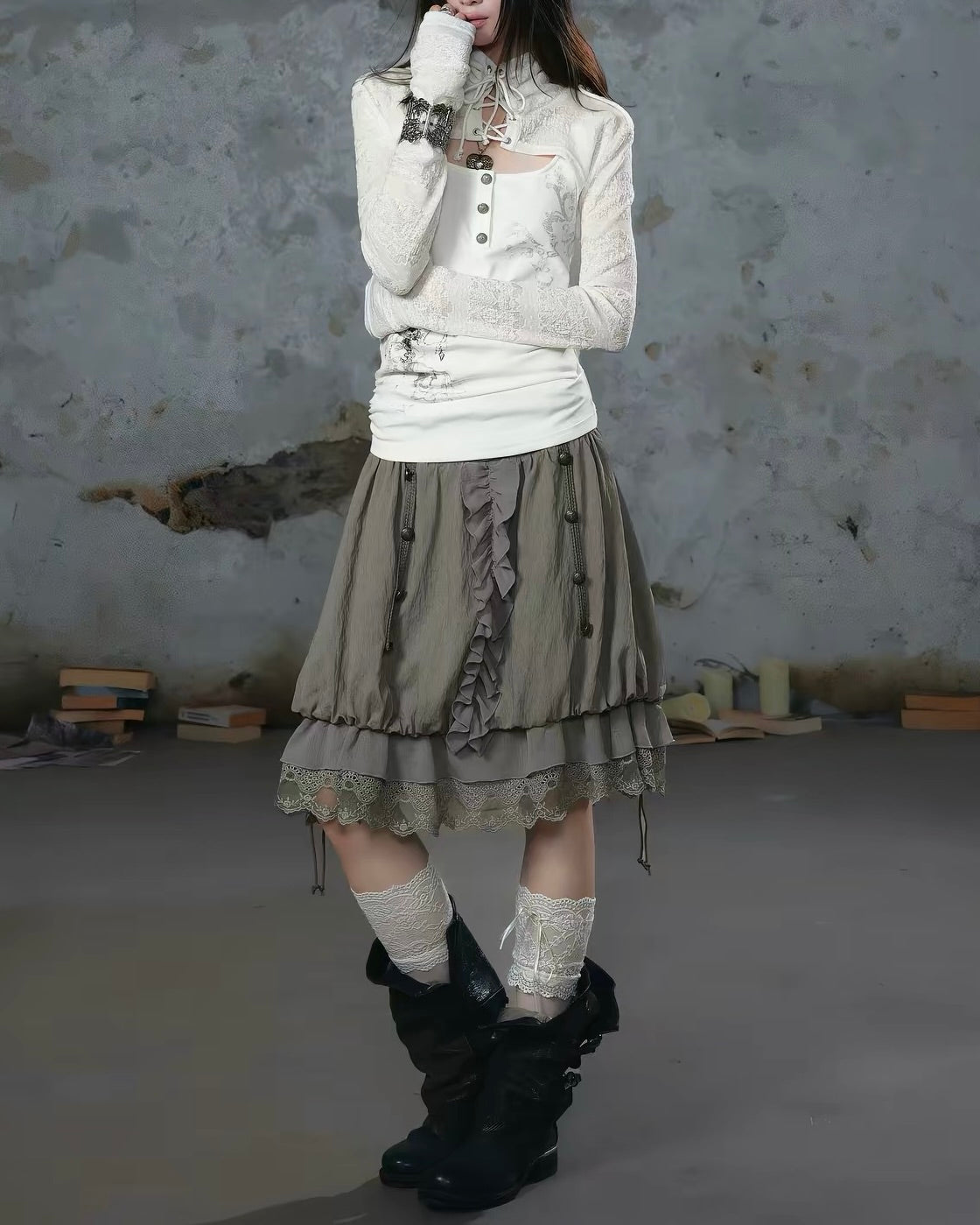 【Cest Nous】Lace Bud Skirt