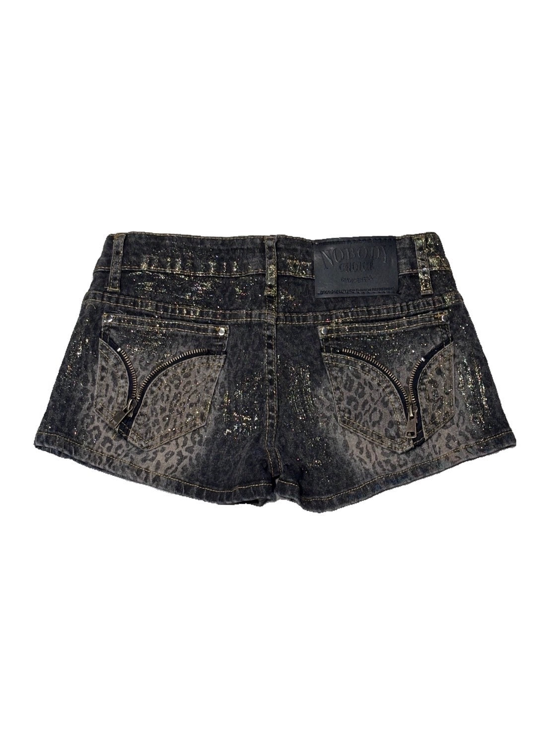 7/11 20:00発売　国際配送【BABY09】leopard back zip denim shorts