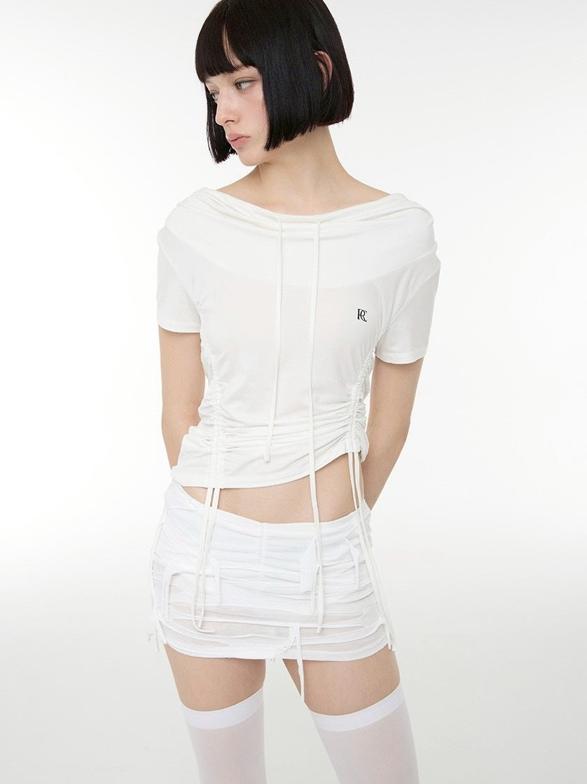 【ROCK CAKE】Shirring Hoodie Top