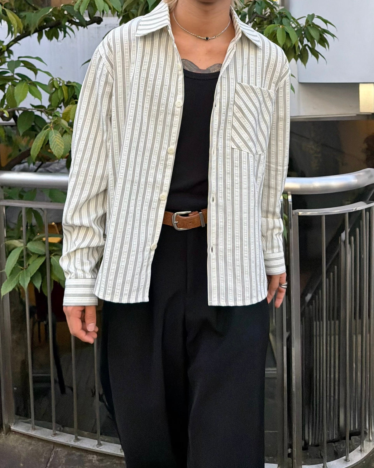 国際配送【RENOL】stripe boxy shirt