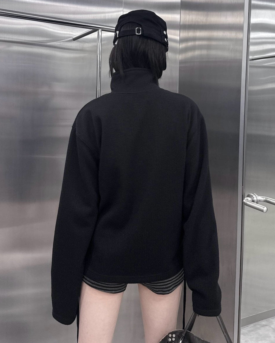 受注制【nmtc+】Napoleon Detail Rib Knit Zip Up Jacket (2color)