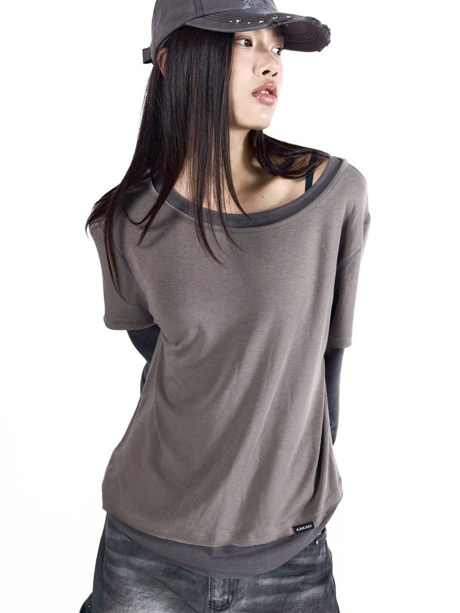 【AAKAM】Contrast Layered Long Sleeve