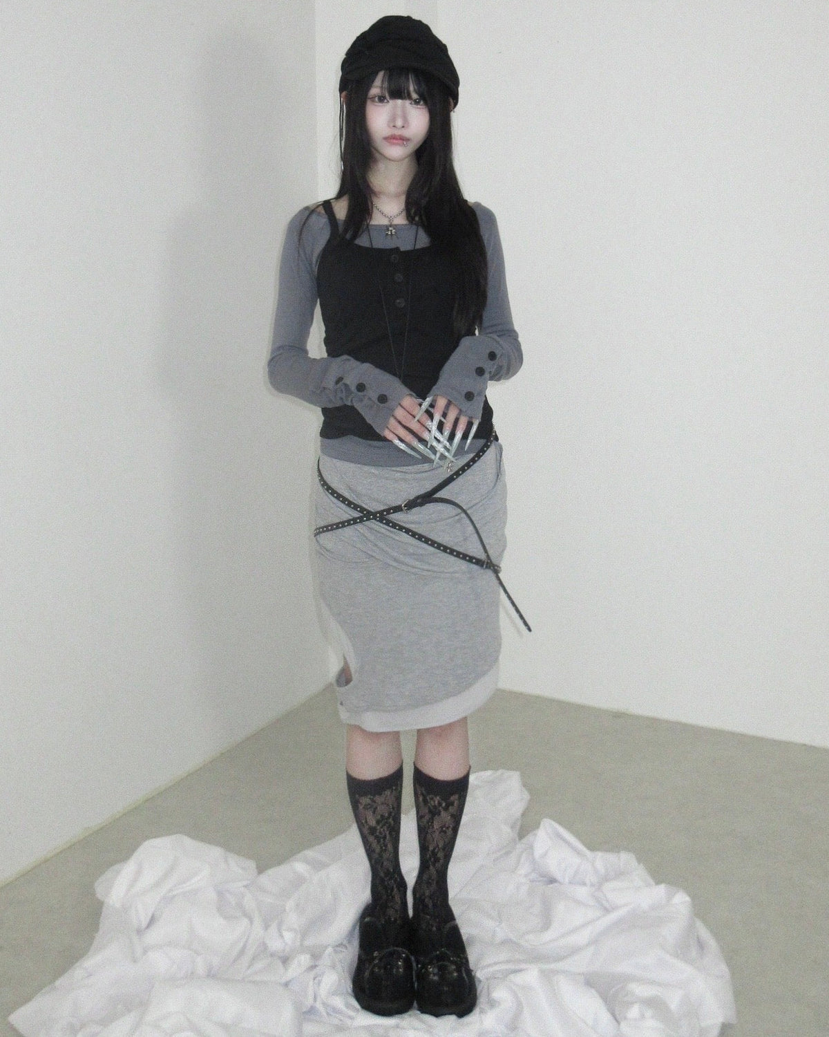 名古屋店WEB限定【nmtc+】Button Layered Cami Set Long sleeve (3color)