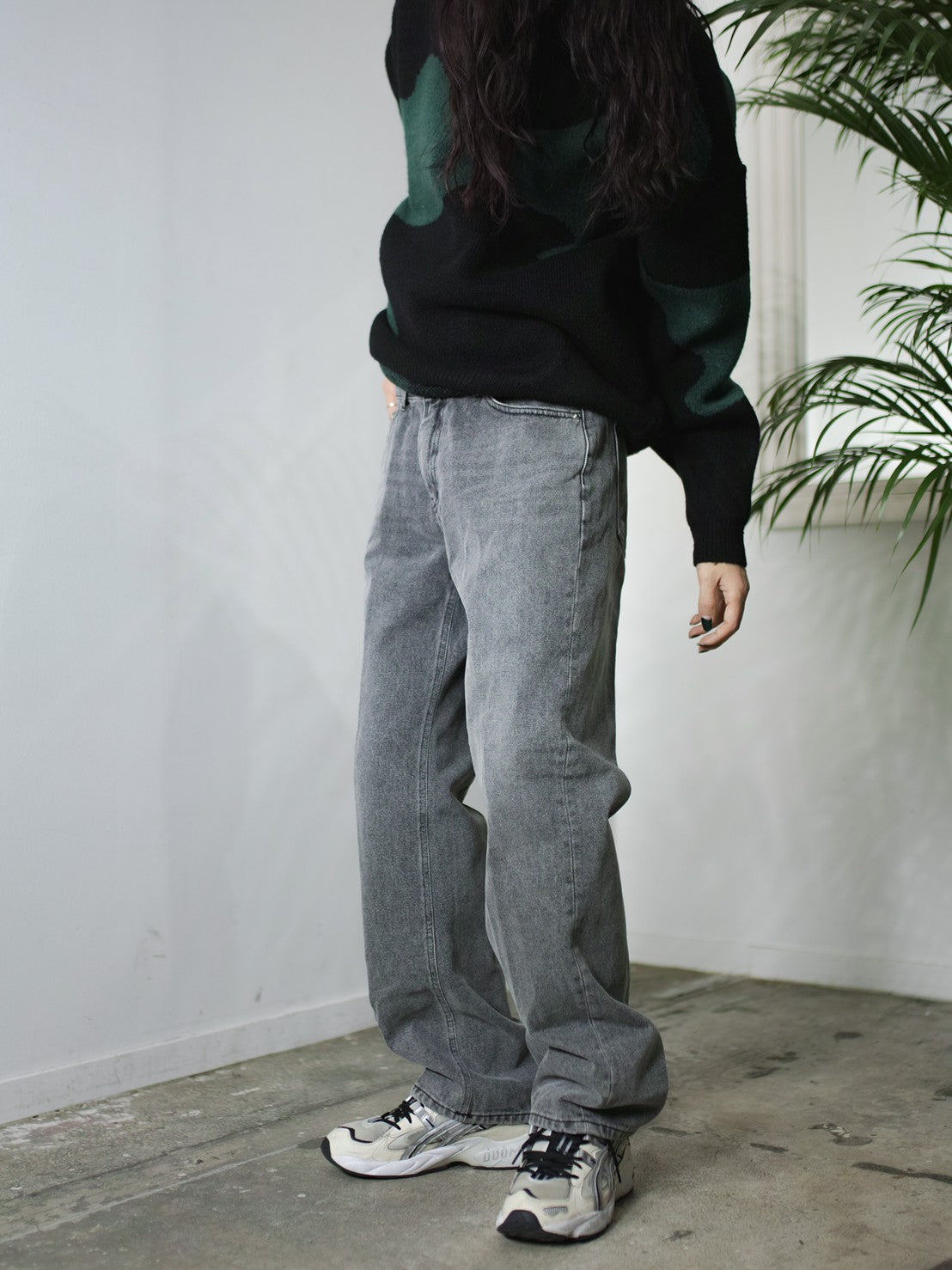受注制【Chikashitsu +】semi wide denim pants