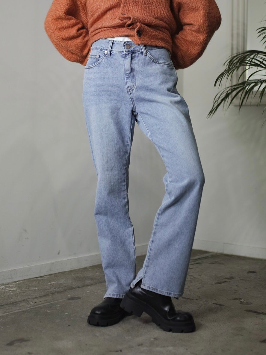 受注制【Chikashitsu +】side slit denim pants