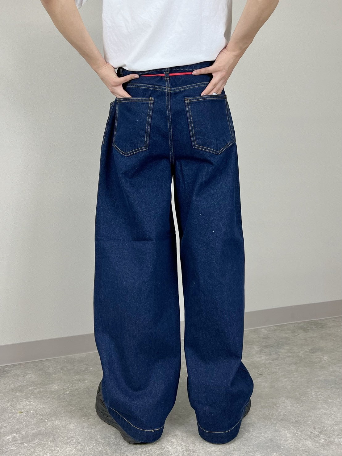 受注制【Chikashitsu +】high waist lap denim pants