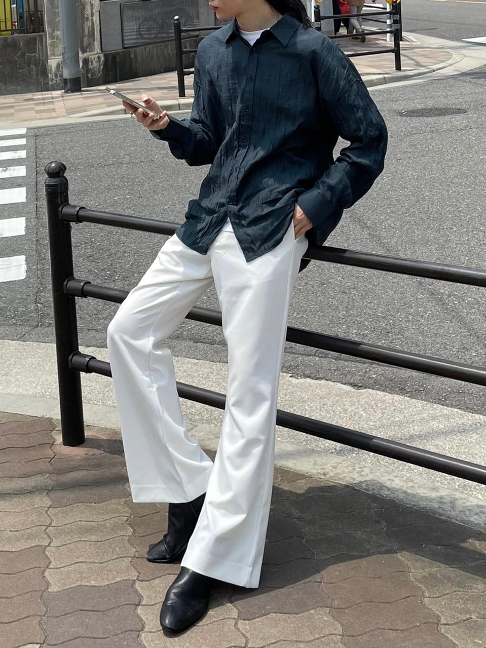 【Chikashitsu + ORIGINAL】full length flare slacks (2color)