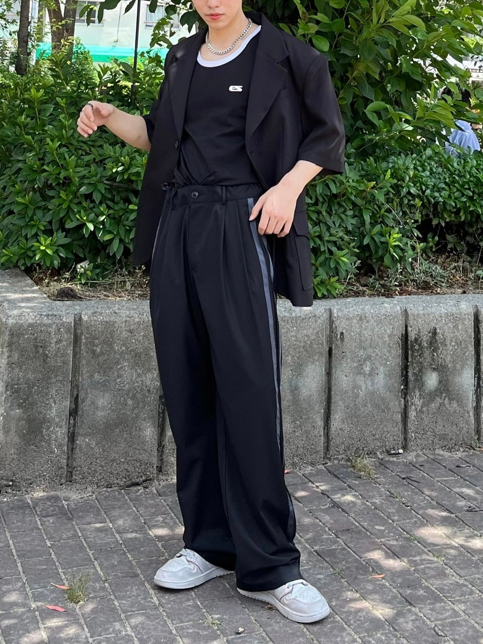受注制【Chikashitsu +】side line slacks (3color)