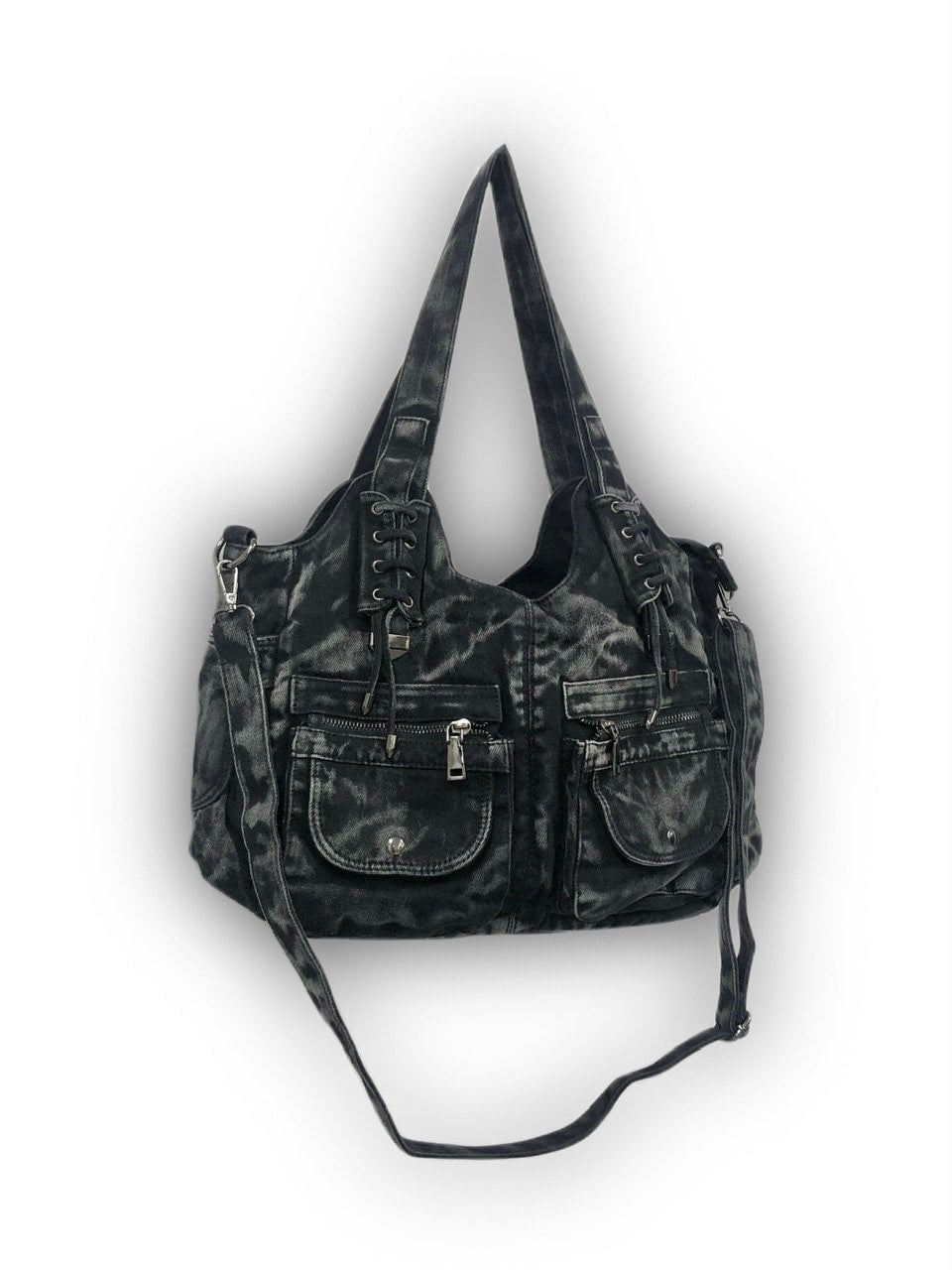 国際配送【Never mind the XU】2way denim bag (2color) / 【ネバーマインドザエックスユー】ツーウェイデニムショルダーバッグハンドバッグ