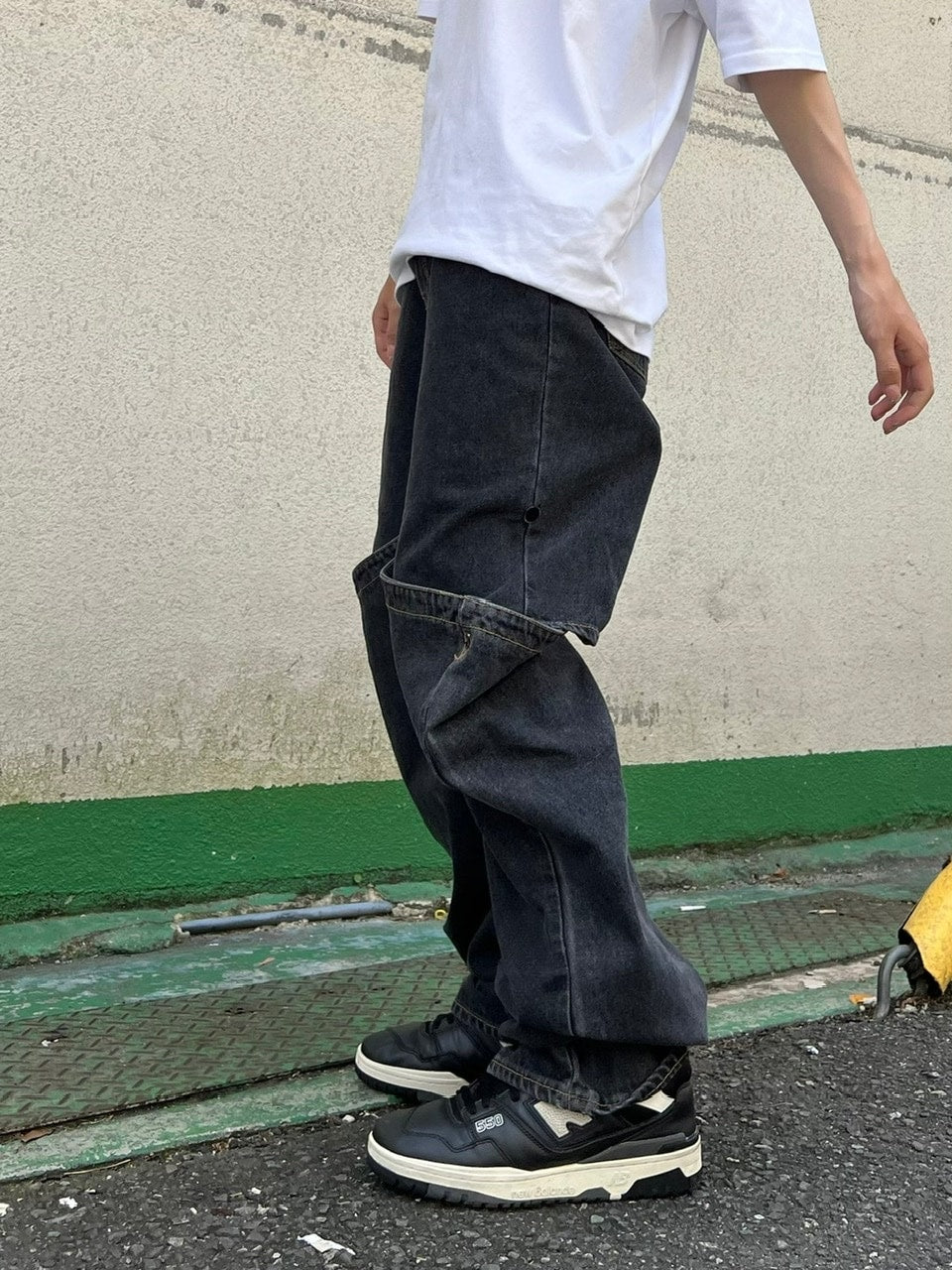 受注制【Chikashitsu +】docking 2way denim pants