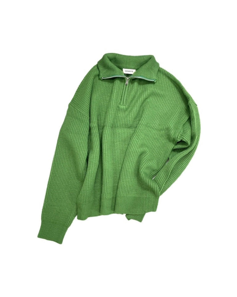 【Chikashitsu +】half zip high neck knit (3color) / 【チカシツプラス】ハーフジップアップハイネック長袖ニット