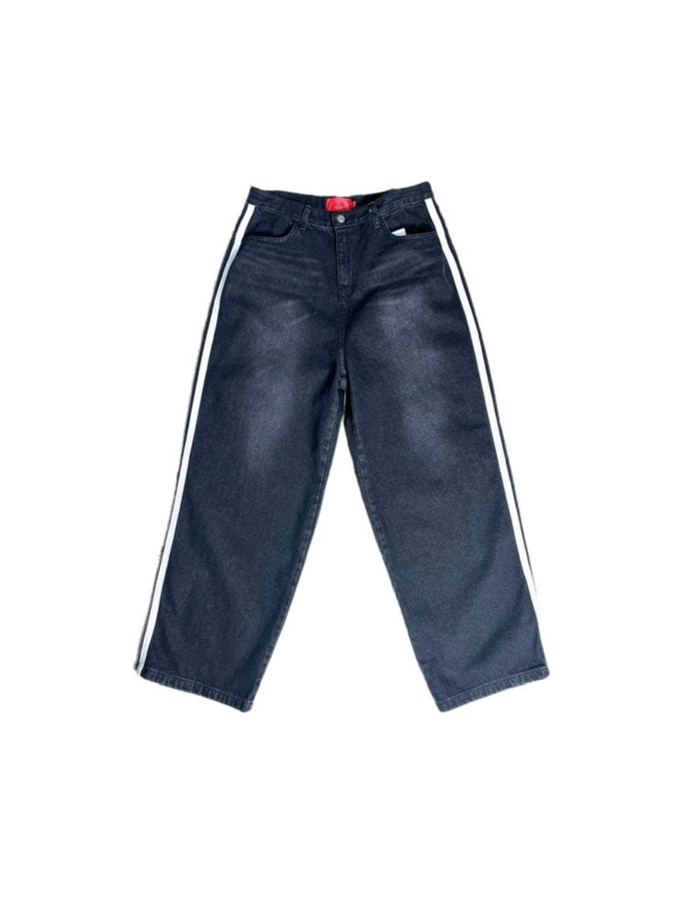 受注制【Chikashitsu +】oversized side line denim pants (2color