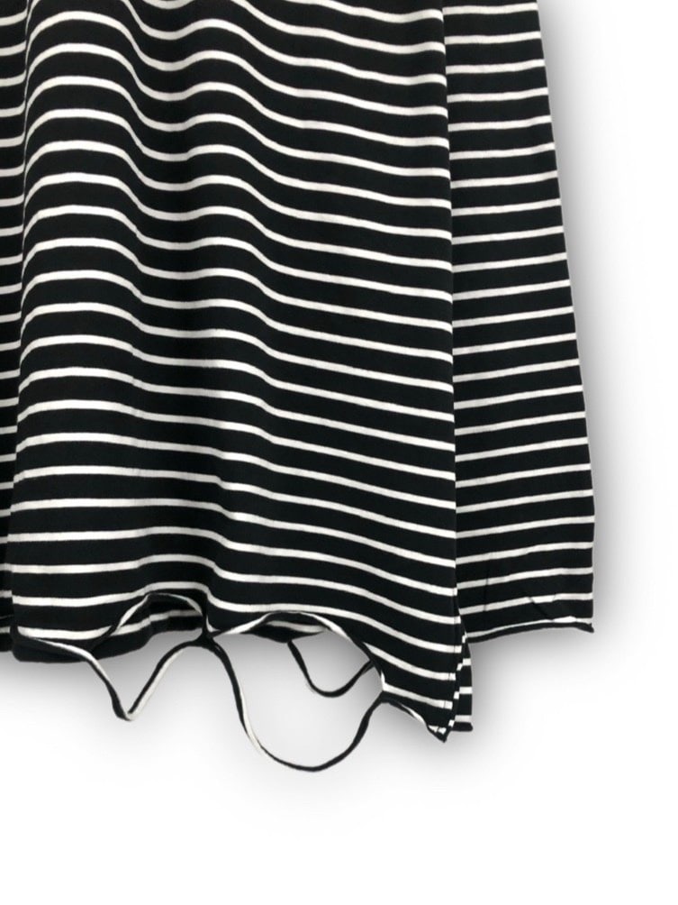 受注制【Never mind the XU】stripe damage long sleeve tee