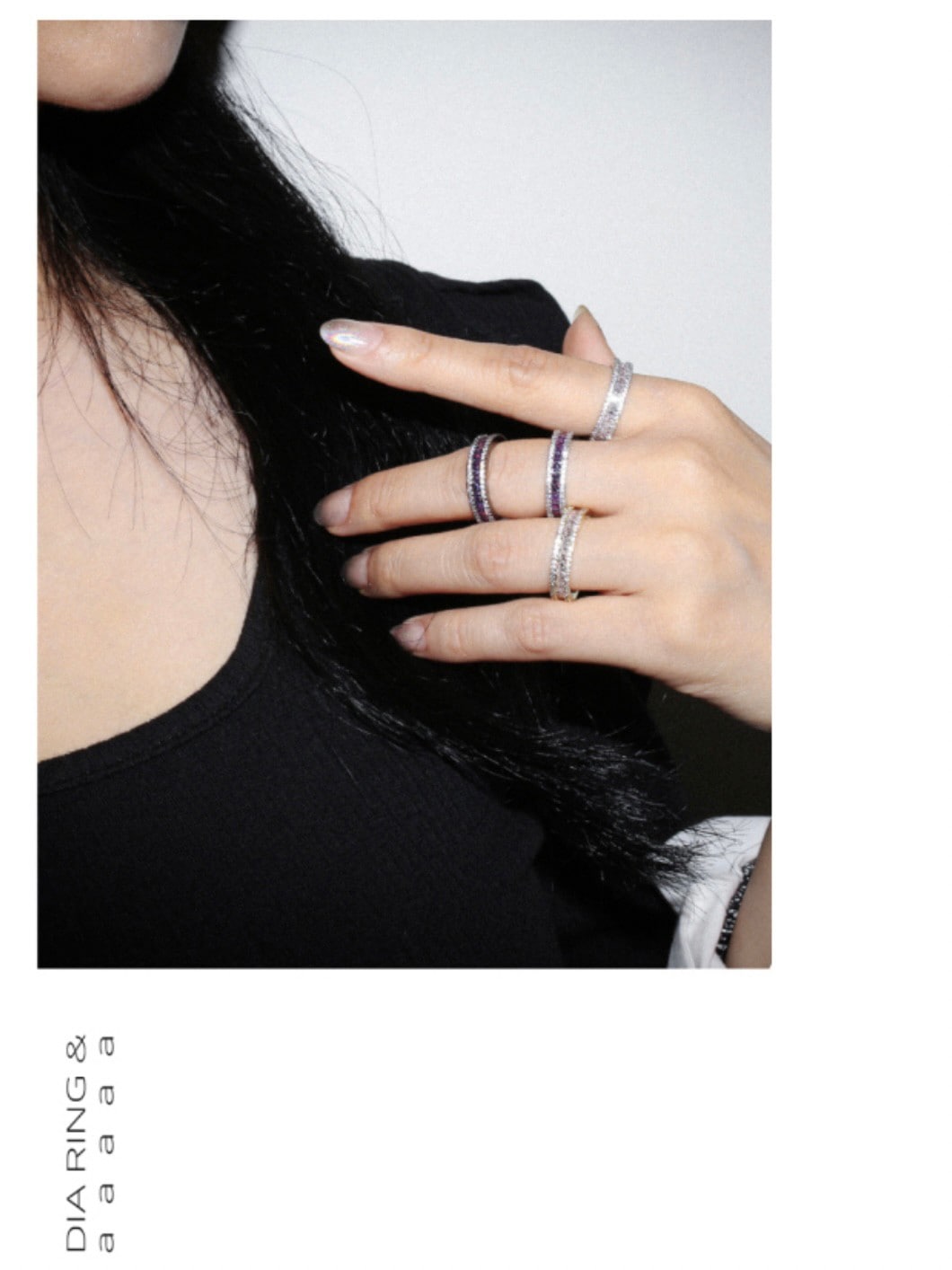 【BLACK PURPLE】AAA DIA CRYSTAL 3-LINE RING (MINI)