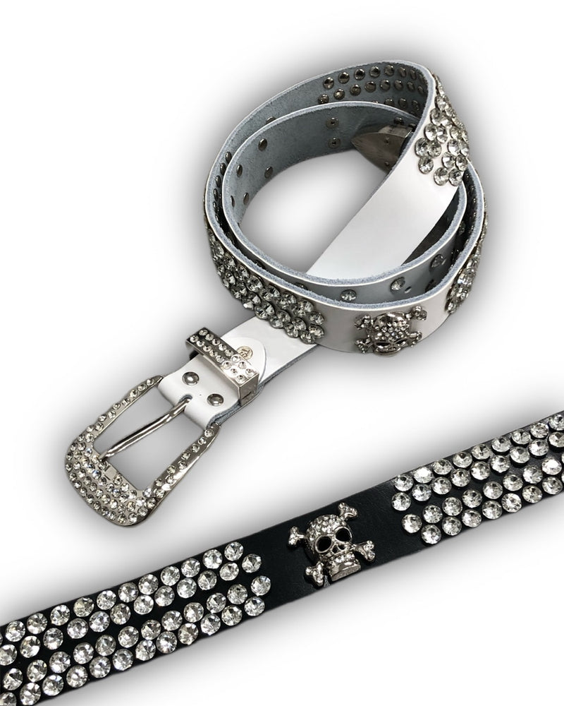 国際配送【Never mind the XU】rhinestone skull belt 2 (2color)