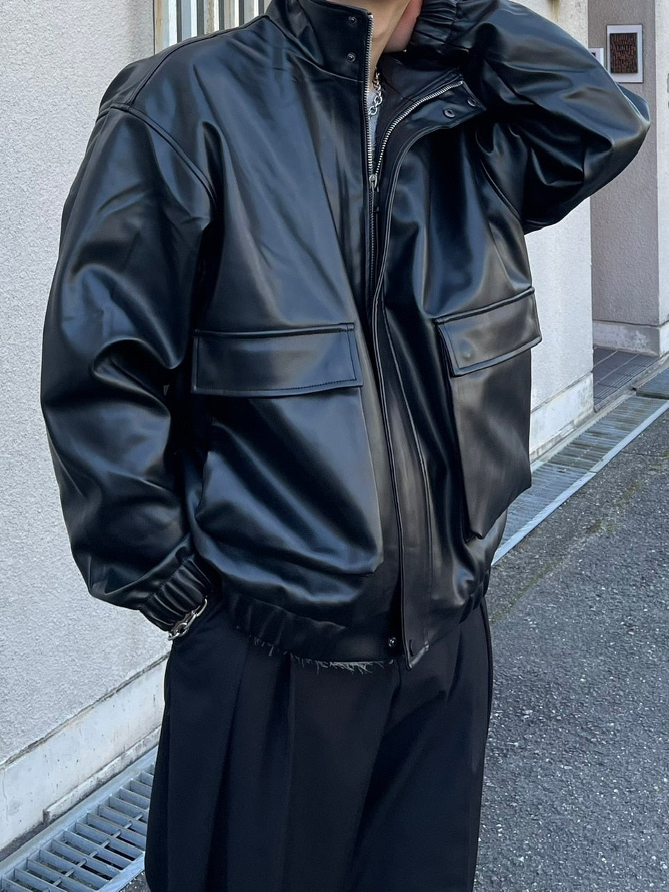 受注制【Chikashitsu +】leather bomber jacket