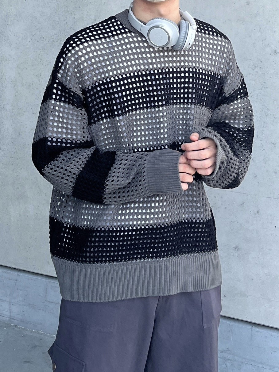 受注制【youll】mesh border knit (2color)