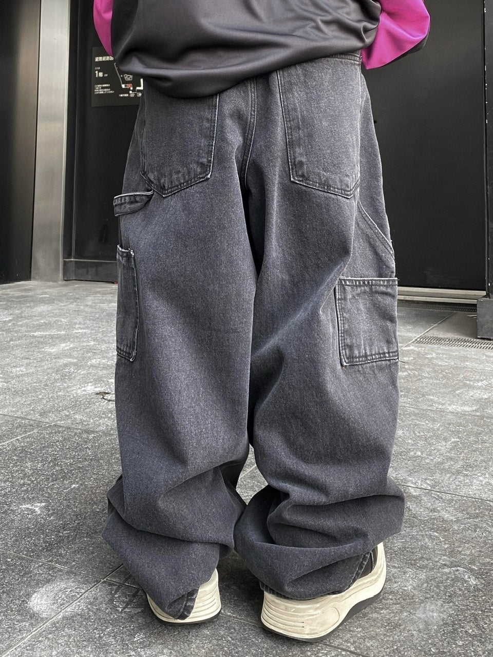 受注制【Never mind the XU】painter denim wide pants (2color)
