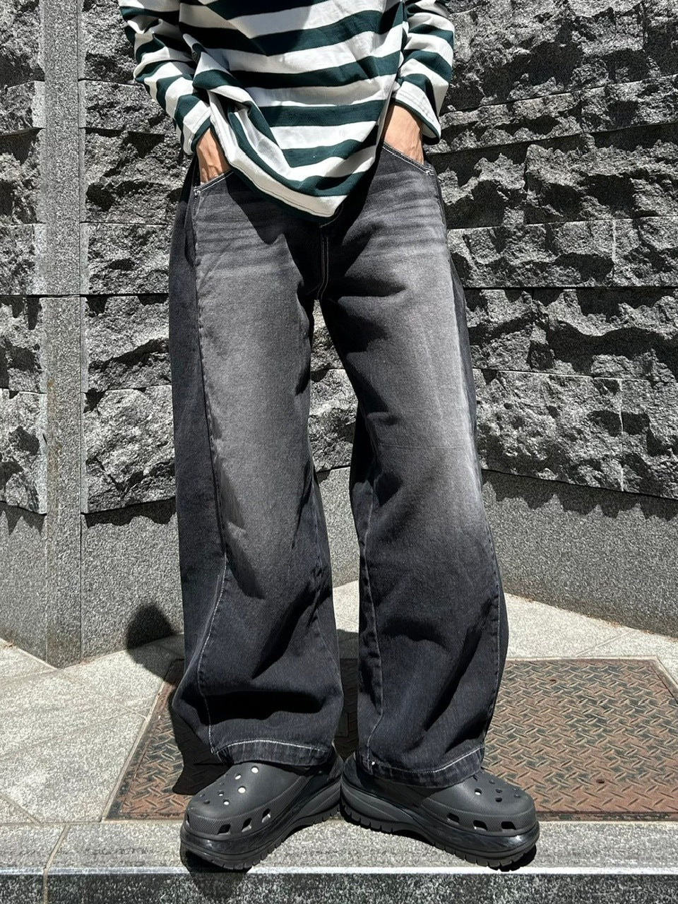 受注制【Chikashitsu +】snap button stitch denim pants / 【チカシツプラス】スナップボタンスティッチデニムパンツ