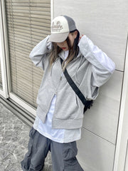 受注制【Never mind the XU】sleeveless zip hoodie (2color)