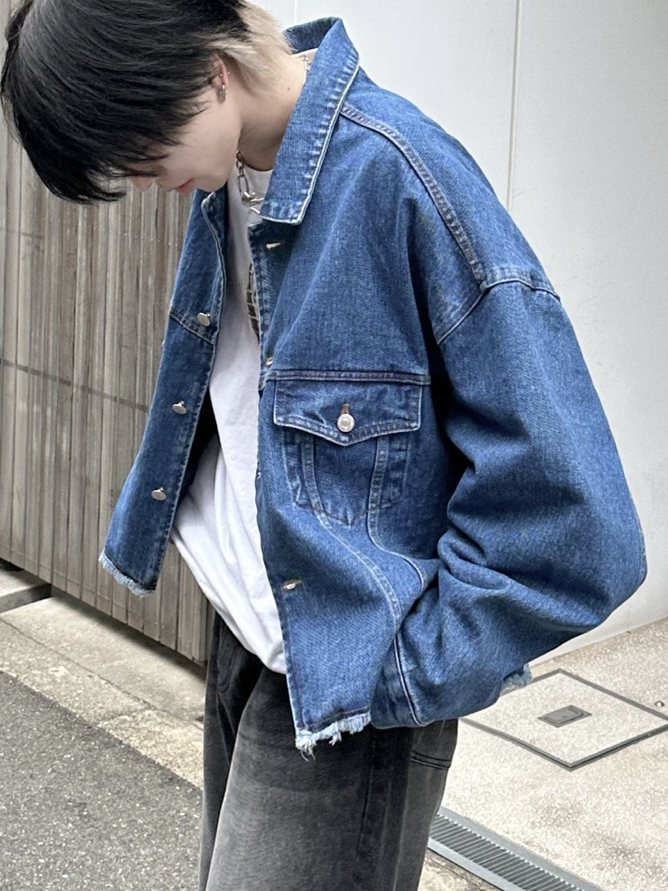 大阪店WEB限定受注制【Chikashitsu +】cutting cropped denim jacket (3color)
