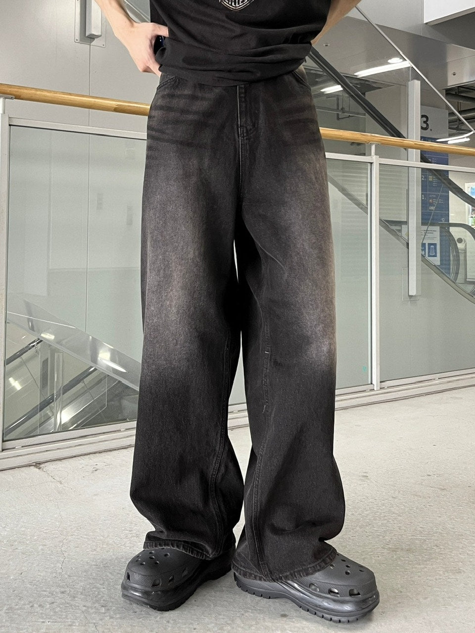 【youll】vintage wash denim wide pants (2color)