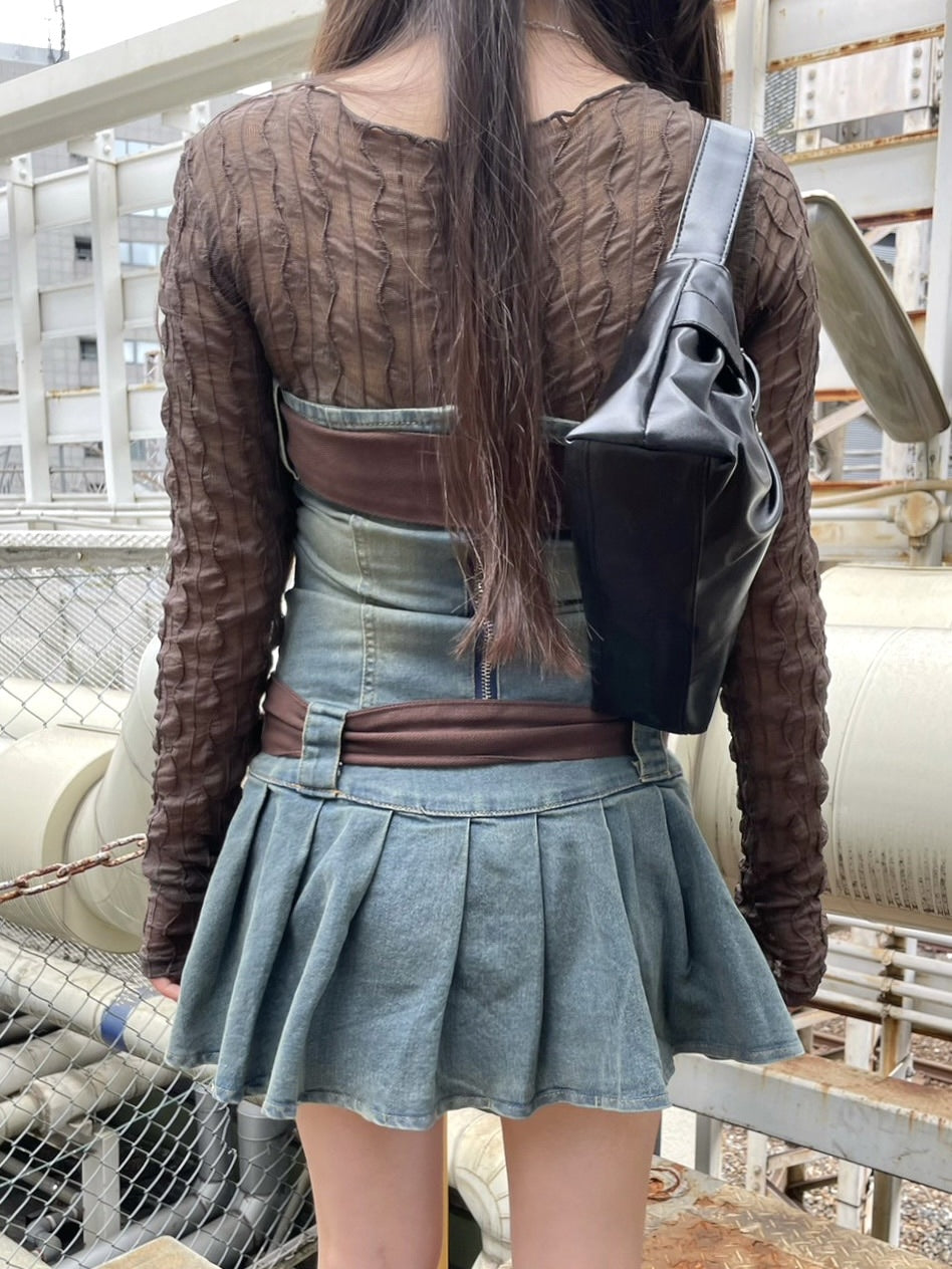 【Never mind the XU】2 belt denim one piece