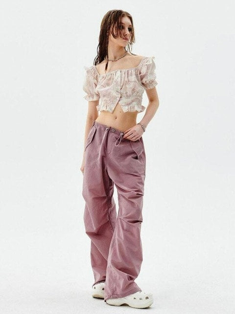 【runningHIGH】PUFF SLEEVE CROP BLOUSE