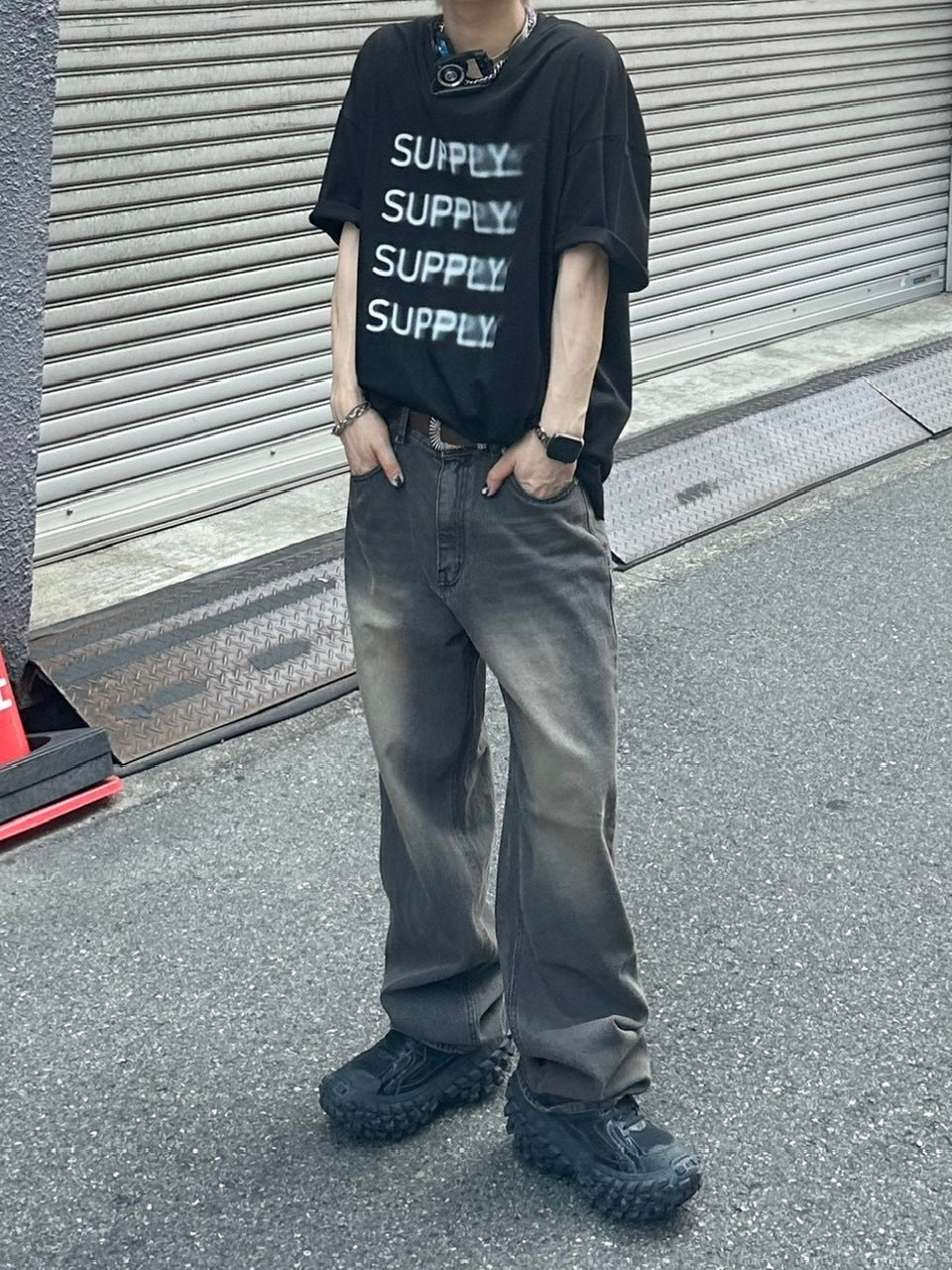 大阪店WEB限定受注制【Chikashitsu +】smokey brush deim pants (2color)