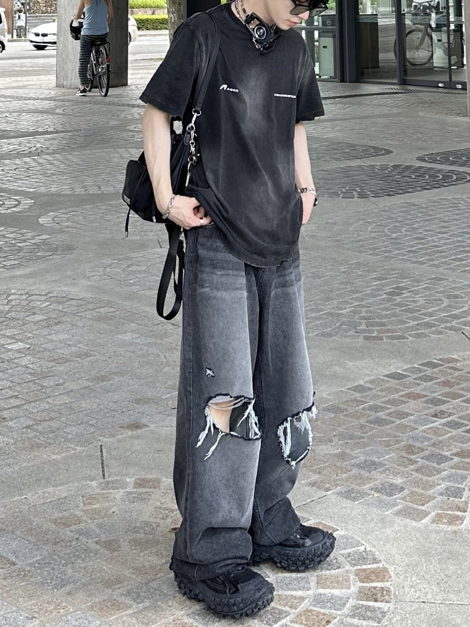 大阪店WEB限定【Chikashitsu +】vintage crash denim pants (2color)