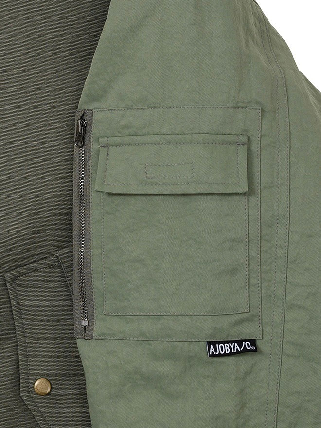 【AJOBYAJO】Fourfold Nylon Mixed Bomber Jacket