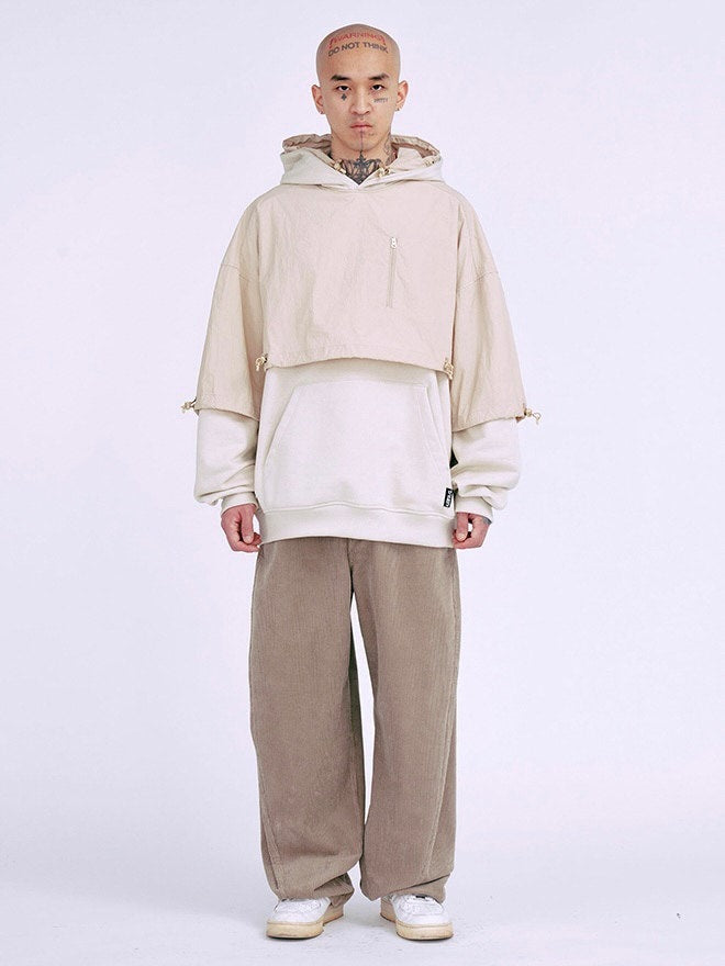 【AJOBYAJO】Layered Nylon Hoodie / 【アジョバイアジョ】レイヤードナイロンフード長袖パーカー